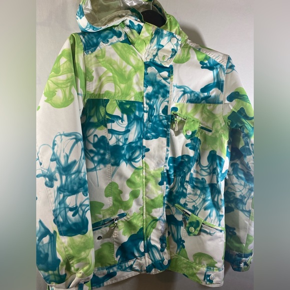 Powder Room blue green winter snowboarding jacket - size XL - Picture 1 of 8